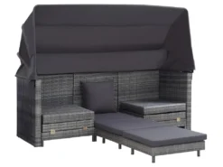 Canapé-lit Extensible 3 Places Avec Toit Résine Tressée Gris 11 Canapé-lit Extensible 3 Places Avec Toit Résine Tressée Gris -Canapé Soldes Boutique canape 22001639