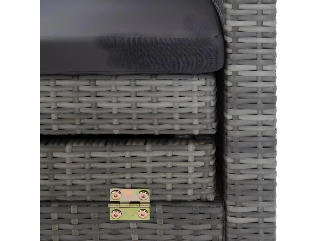 Canapé-lit Extensible 3 Places Avec Toit Résine Tressée Gris 8 Canapé-lit Extensible 3 Places Avec Toit Résine Tressée Gris – Image 8