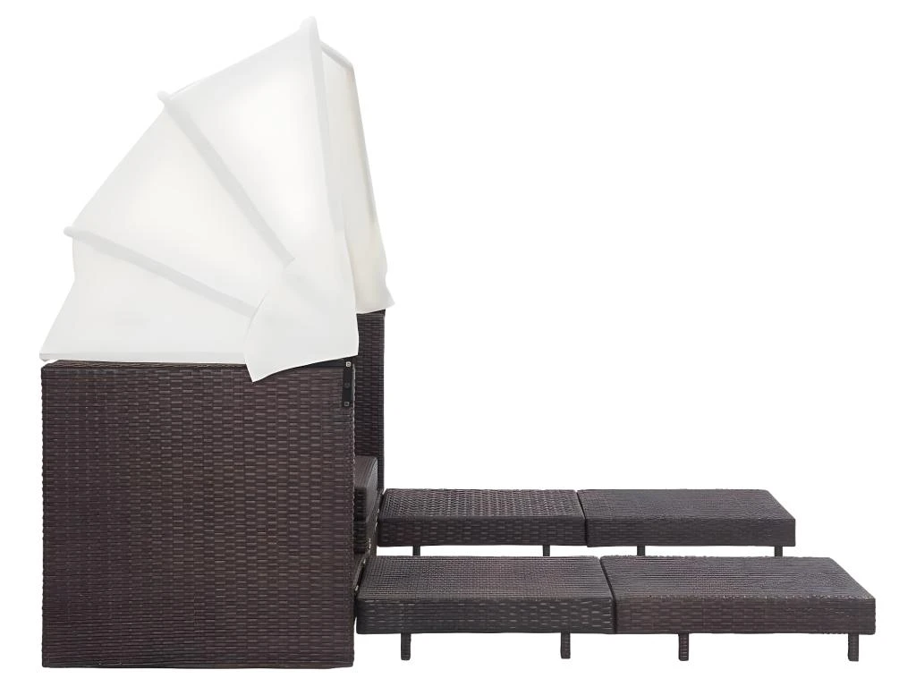 Canapé-lit Extensible 3 Places Avec Toit Résine Tressée Marron 7 Canapé-lit Extensible 3 Places Avec Toit Résine Tressée Marron – Image 7