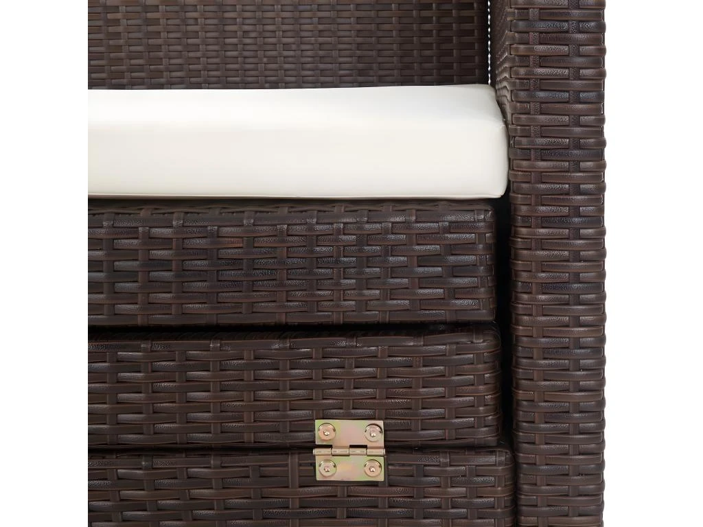 Canapé-lit Extensible 3 Places Avec Toit Résine Tressée Marron 8 Canapé-lit Extensible 3 Places Avec Toit Résine Tressée Marron – Image 8