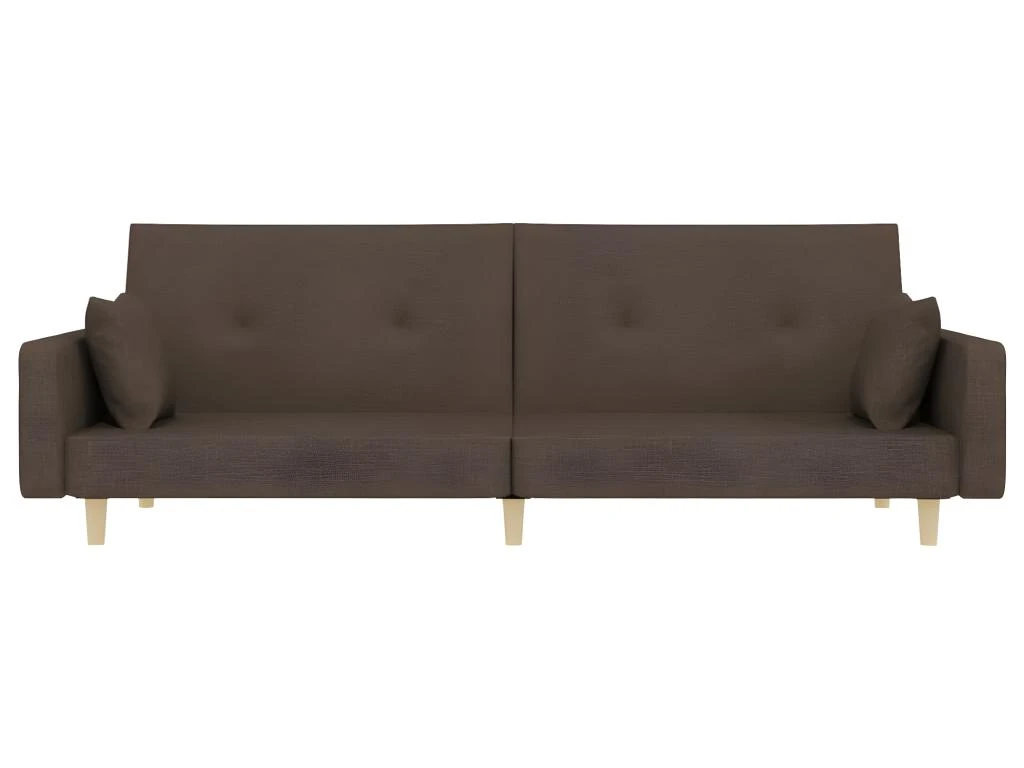 Canapé-lit à 2 Places Avec Deux Oreillers Taupe Tissu 4 Canapé-lit à 2 Places Avec Deux Oreillers Taupe Tissu – Image 4