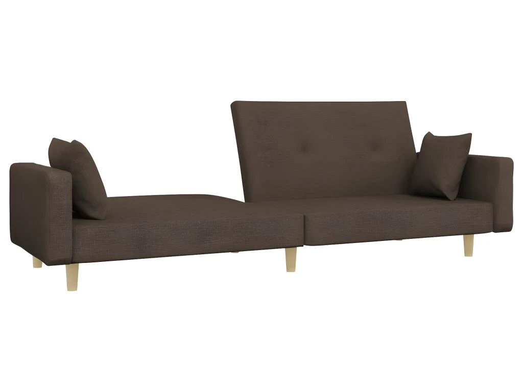 Canapé-lit à 2 Places Avec Deux Oreillers Taupe Tissu 5 Canapé-lit à 2 Places Avec Deux Oreillers Taupe Tissu – Image 5