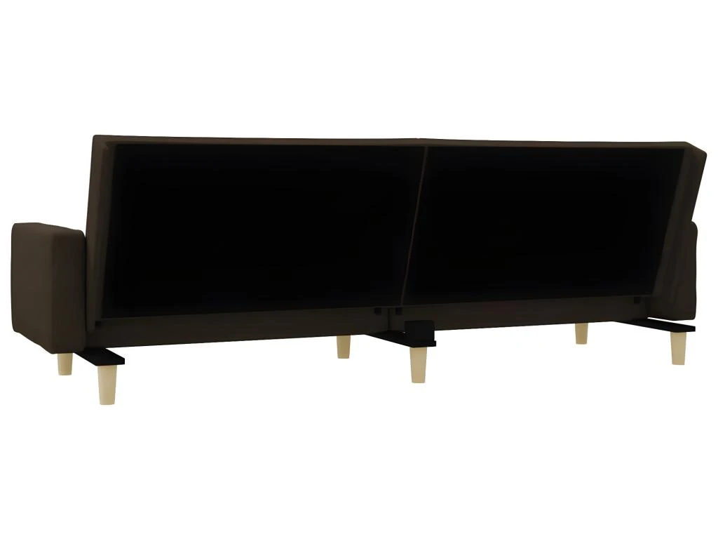 Canapé-lit à 2 Places Avec Deux Oreillers Taupe Tissu 7 Canapé-lit à 2 Places Avec Deux Oreillers Taupe Tissu – Image 7