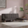 Canapé-lit à 2 Places Avec Tabouret Gris Foncé Tissu