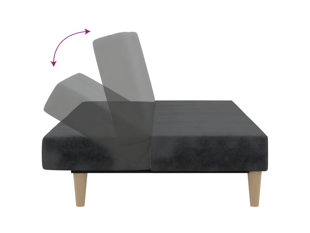 Canapé-lit à 2 Places Avec Tabouret Gris Foncé Tissu 6 Canapé-lit à 2 Places Avec Tabouret Gris Foncé Tissu – Image 6