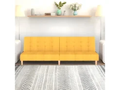 Canapé-lit à 2 Places Jaune Tissu