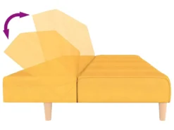 Canapé-lit à 2 Places Jaune Tissu -Canapé Soldes Boutique canape 22002913