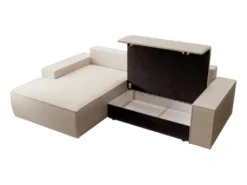 Canapé D'angle Gauche Convertible En Tissu Texturé Beige AMELIA -Canapé Soldes Boutique canape 22027349