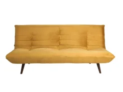 Tommy - Canapé Convertible 3 Places En Velours - Couleur - Jaune Moutarde