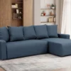 Canapé D'angle Convertible Et Réversible En Tissu Bleu LADAZIA