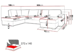 Canapé Panoramique Convertible BERY En Velours Côtelé Beige -Canapé Soldes Boutique canape 22054689