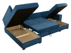 Canapé Panoramique Convertible BERY En Velours Côtelé Beige -Canapé Soldes Boutique canape 22054693