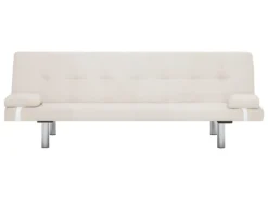 Canapé-lit Avec Deux Oreillers Crème Polyester -Canapé Soldes Boutique canape 22059779