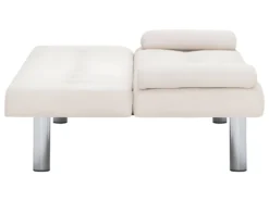 Canapé-lit Avec Deux Oreillers Crème Polyester -Canapé Soldes Boutique canape 22059783