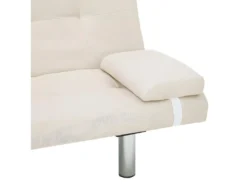 Canapé-lit Avec Deux Oreillers Crème Polyester -Canapé Soldes Boutique canape 22059785