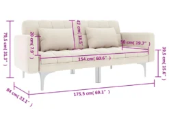 Canapé-lit Crème Tissu -Canapé Soldes Boutique canape 22059803