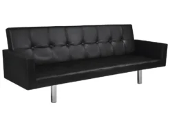 Canapé-lit Avec Accoudoir Cuir Synthétique Noir