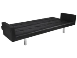 Canapé-lit Avec Accoudoir Cuir Synthétique Noir -Canapé Soldes Boutique canape 22060143