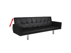 Canapé-lit Avec Accoudoir Cuir Synthétique Noir -Canapé Soldes Boutique canape 22060147