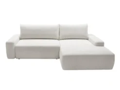 Canapé D'angle Droit Convertible En Tissu Texturé Crème DAVISO -Canapé Soldes Boutique canape 22099533