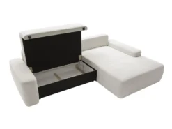 Canapé D'angle Droit Convertible En Tissu Texturé Crème DAVISO -Canapé Soldes Boutique canape 22099537