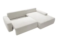 Canapé D'angle Droit Convertible En Tissu Texturé Crème DAVISO -Canapé Soldes Boutique canape 22099539