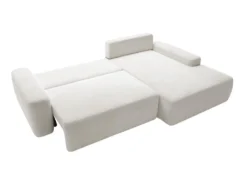 Canapé D'angle Droit Convertible En Tissu Texturé Crème DAVISO -Canapé Soldes Boutique canape 22099541