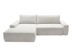 Canapé D'angle Gauche Convertible En Tissu Texturé Crème DAVISO -Canapé Soldes Boutique canape 22099905