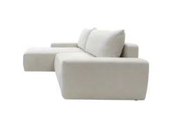 Canapé D'angle Gauche Convertible En Tissu Texturé Crème DAVISO -Canapé Soldes Boutique canape 22099919