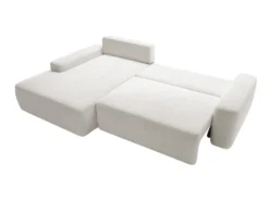 Canapé D'angle Gauche Convertible En Tissu Texturé Crème DAVISO -Canapé Soldes Boutique canape 22099921