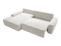 Canapé D'angle Gauche Convertible En Tissu Texturé Crème DAVISO -Canapé Soldes Boutique canape 22099923