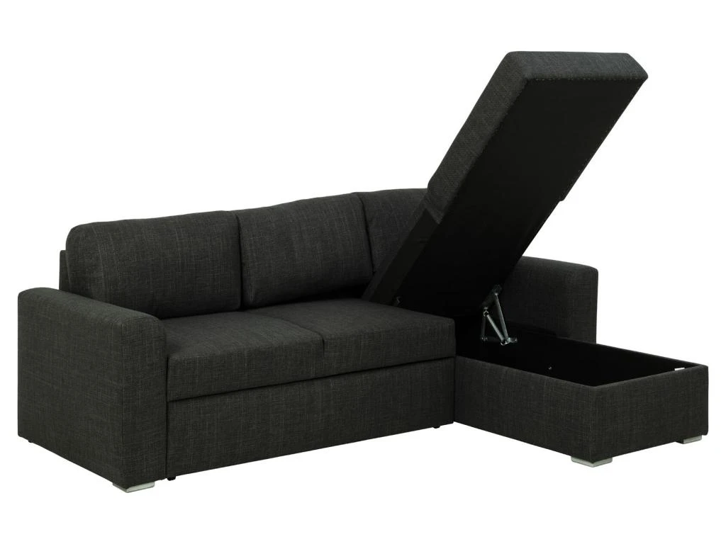 Flemingsburg Canapé-lit Avec Chaise Longue, Gris Foncé. 4 Flemingsburg Canapé-lit Avec Chaise Longue, Gris Foncé. – Image 4