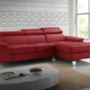 Canapé D'angle Cuir MISHIMA - Rouge - Angle Droit