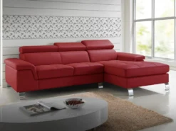 Canapé D'angle Cuir MISHIMA - Rouge - Angle Droit