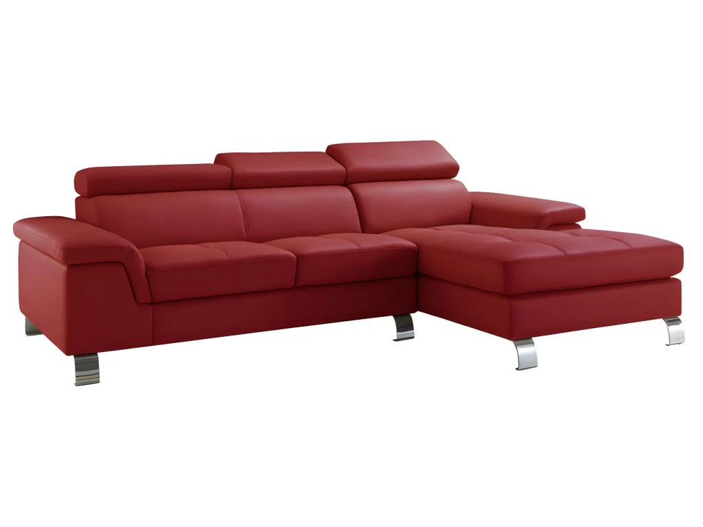 Canapé D'angle Cuir MISHIMA - Rouge - Angle Droit 2 Canapé D'angle Cuir MISHIMA - Rouge - Angle Droit – Image 2