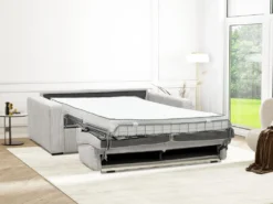 Canapé 4 Places Convertible Express En Velours Côtelé Beige - Couchage 160 Cm - Matelas 18 Cm - MONDOVI -Canapé Soldes Boutique canape 22129725