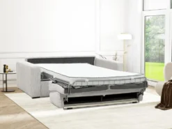 Canapé 4 Places Convertible Express En Velours Côtelé Beige - Couchage 160 Cm - Matelas 14 Cm - MONDOVI -Canapé Soldes Boutique canape 22129759