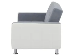 Canapé Droit Clic Clac Convertible 3 Places IVANA - Tissu Et PU Gris Foncé Et Blanc - Style Contemporain - L 208 X P 86 X H 80 -Canapé Soldes Boutique canape 22137821
