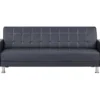Canapé Droit Clic Clac Convertible 3 Places IVANA - PU Noir - Style Contemporain - L 208 X P 86 X H 80 Cm