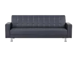 Canapé Droit Clic Clac Convertible 3 Places IVANA - PU Noir - Style Contemporain - L 208 X P 86 X H 80 Cm