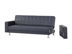 Canapé Droit Clic Clac Convertible 3 Places IVANA - PU Noir - Style Contemporain - L 208 X P 86 X H 80 Cm -Canapé Soldes Boutique canape 22137827