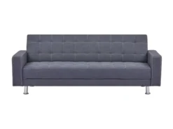 Canapé Droit Convertible 3 Places IVANA - Tissu Gris Foncé - Style Contemporain - L 208 X P 86 X H 80 Cm