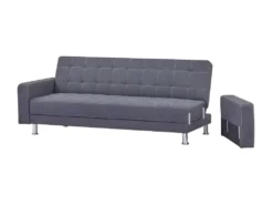 Canapé Droit Convertible 3 Places IVANA - Tissu Gris Foncé - Style Contemporain - L 208 X P 86 X H 80 Cm -Canapé Soldes Boutique canape 22137837