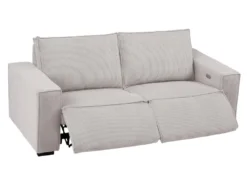 Canapé 3 Places Relax électrique En Velours Cotelé Gris Clair AMELIO -Canapé Soldes Boutique canape 22150915