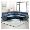 Canapé D'angle 5/6 Places LANDON -Tissu Bleu -2 Places Relax électrique Et Manuel - L 269 X P 50 X H 99 Cm