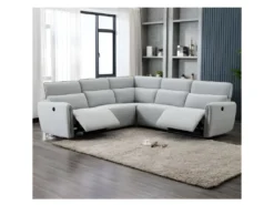 Canapé D'angle Dont 2 Places Relax électriques - Tissu Gris Clair - L 269 X P 269 X H 99 Cm - LANDON -Canapé Soldes Boutique canape 22162015