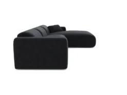 Canapé Grand Angle Droit Velours Texturé Noir -Canapé Soldes Boutique canape 22210349