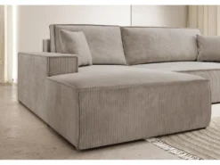 Canapé D'angle NEW - 267 Cm - En L Avec Coffre De Rangement Velours Côtelé Beige Côté Gauche - FARESE NEW 9 Canapé D'angle NEW - 267 Cm - En L Avec Coffre De Rangement Velours Côtelé Beige Côté Gauche - FARESE NEW -Canapé Soldes Boutique canape 22250455