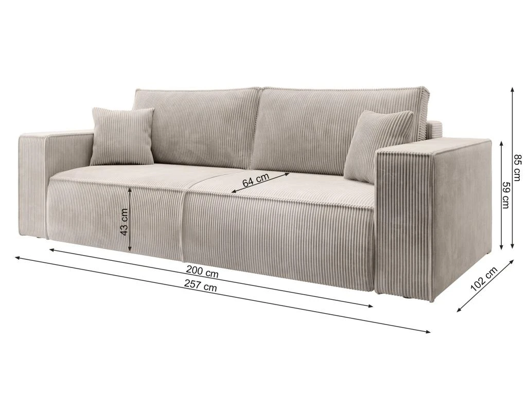 Canapé D'angle NEW - 267 Cm - En L Avec Coffre De Rangement Velours Côtelé Beige Côté Gauche - FARESE NEW 7 Canapé D'angle NEW - 267 Cm - En L Avec Coffre De Rangement Velours Côtelé Beige Côté Gauche - FARESE NEW – Image 7