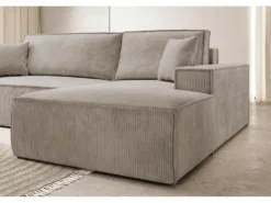 Canapé D'angle NEW - 267 Cm - En L Avec Coffre De Rangement Canapé Droit En Velours Côtelé Beige - FARESE NEW -Canapé Soldes Boutique canape 22250917